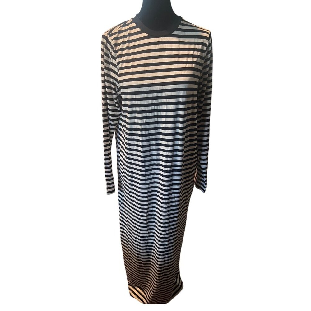 ASOS DESIGN long sleeve maxi‎ t-shirt dress in black and white stripe sz 4